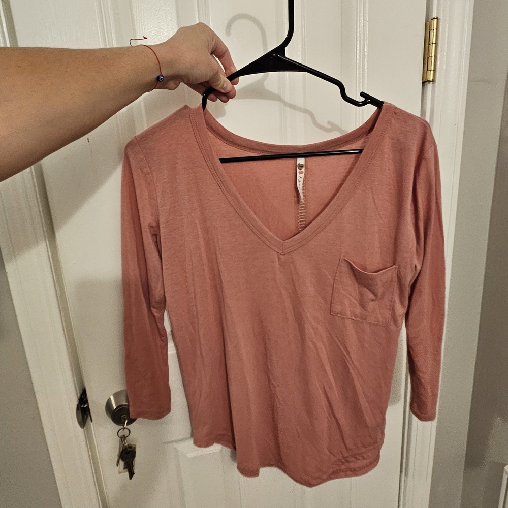 Poof! Fitted Pink Long Sleeve Tee
